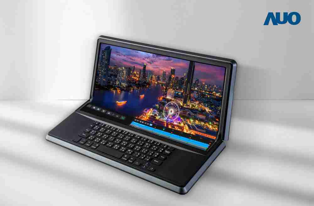 888.BY集团电子游戏14.6吋Micro LED折迭显示屏幕，，，搭配半径4mm的弯折绞炼，，，，以及高画素、、、、高亮度、、、、高对比度的显示技术特点，，，即便在大视角下仍保有绝佳色相与亮度